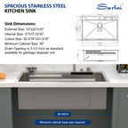 Sarlai 33'' x 22'' Stainless Steel Drop In Single Bowl Waterfall Workstation Kitchen Sink