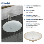 Sarlai Oval Vessel Undermount Bathroom Sink 18x15 Inch White Ceramic Modern Art Basin 16.25''x13.25''x5.5'' with Overflow