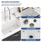 Sarlai 32in White Undermount Single Bowl Fireclay Ceramic Kitchen Sink