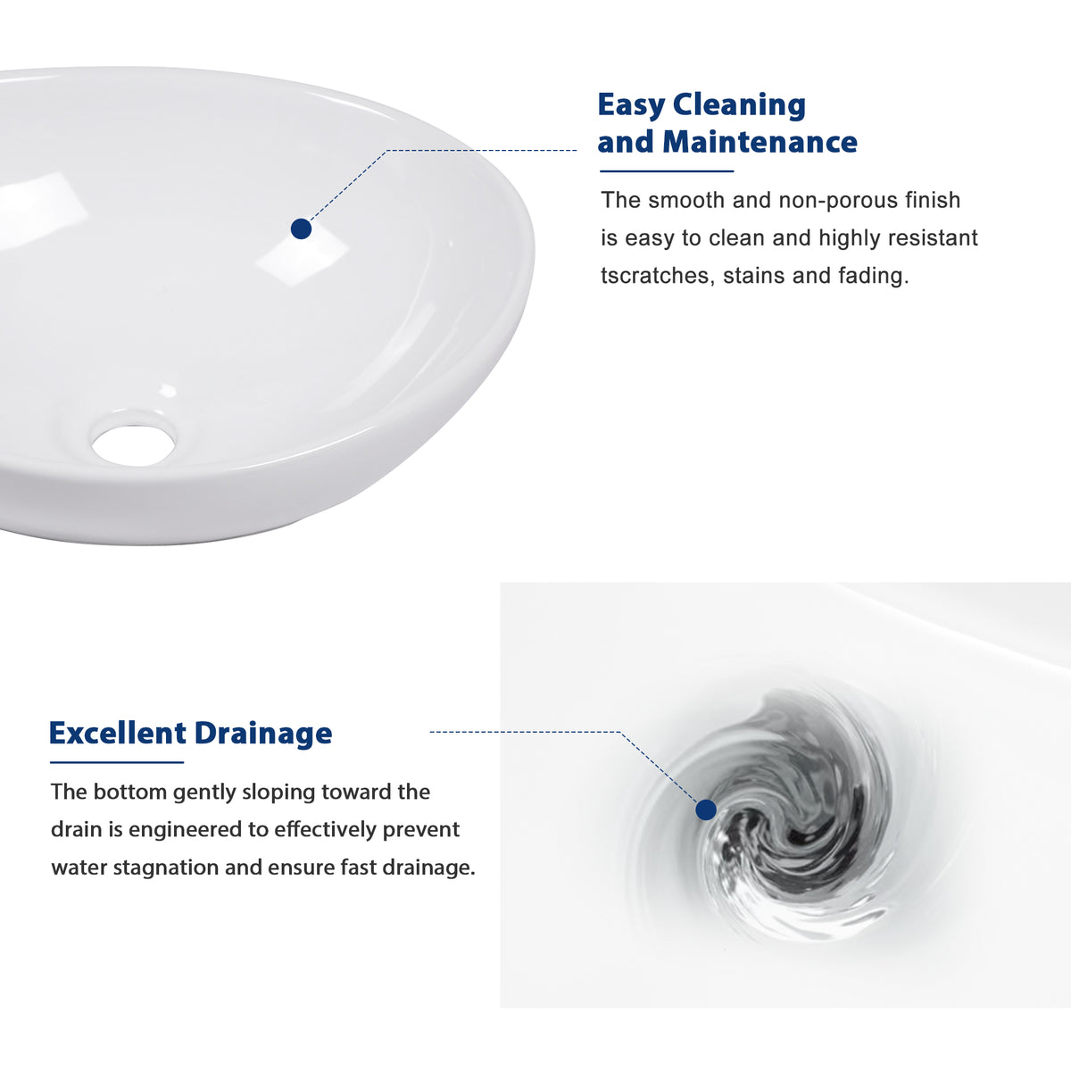 Sarlai 16''Oval White Ceramic Vessel Sink Above Counter Bathroom Sink