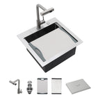 Sarlai 21'' Drop-in Workstation Single Bowl Stainless Steel Outdoor Sink