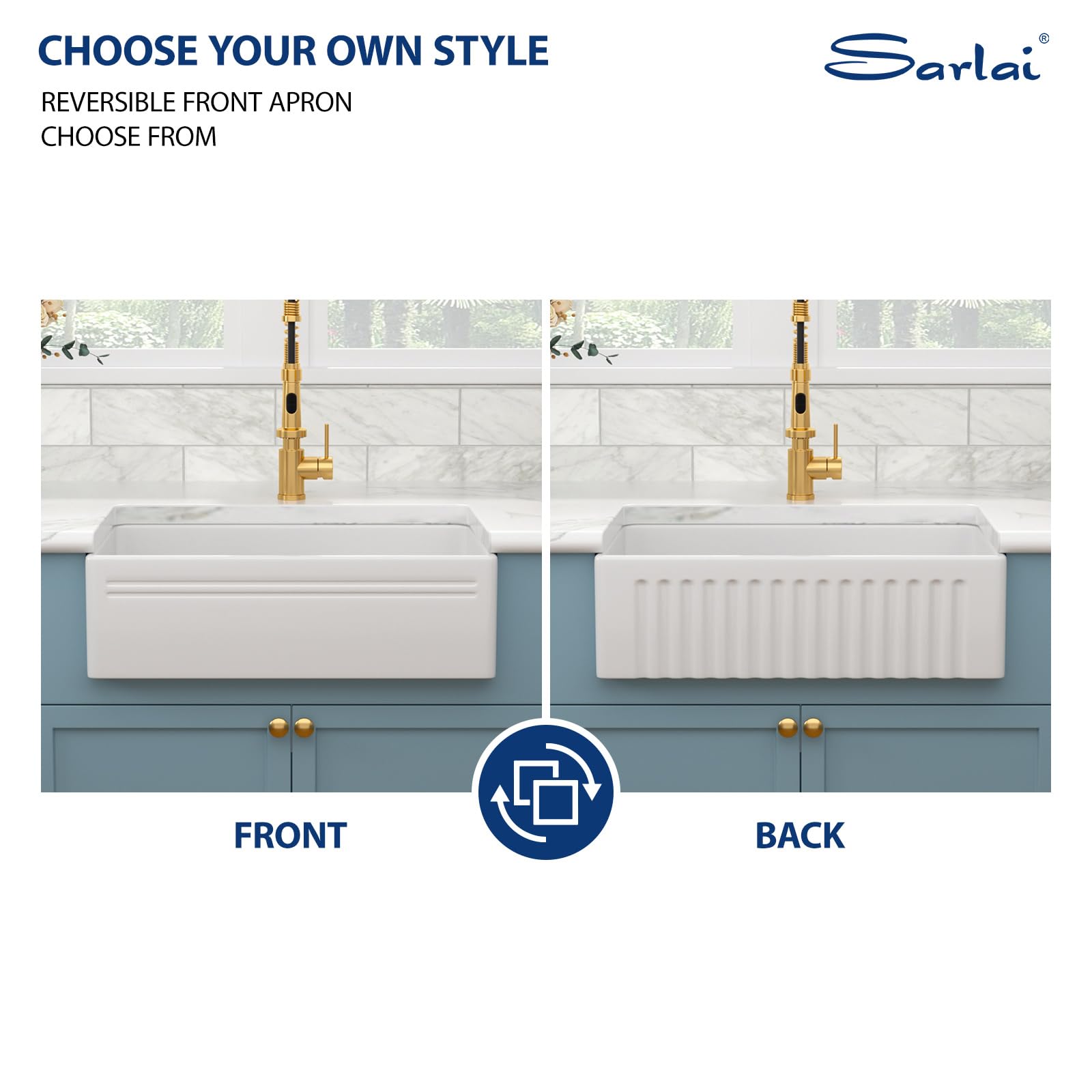 Sarlai 30'' x 18'' Ceramic White Apron Front Fireclay Farmhouse Sink