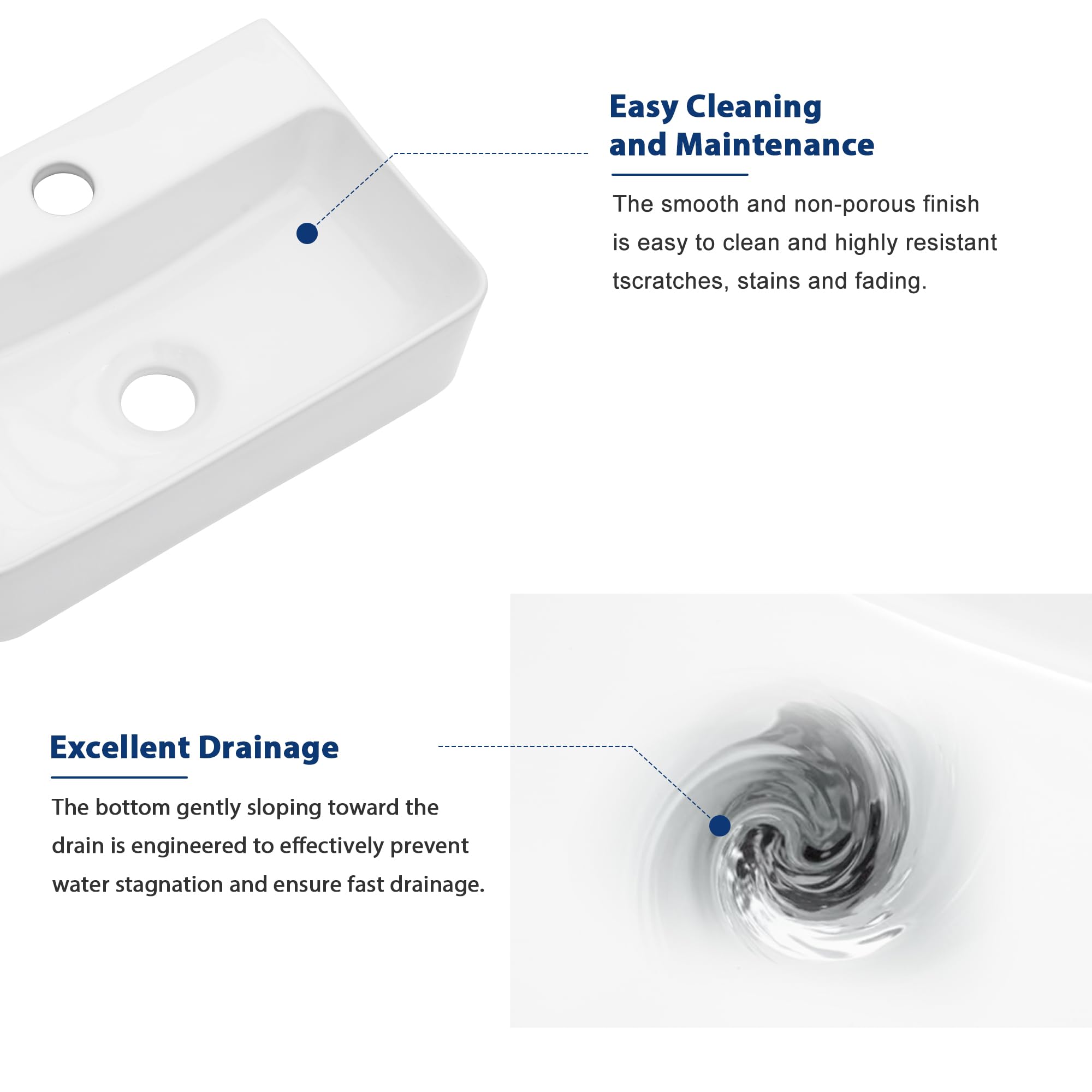 Sarlai 14in White Porcelain Ceramic Wall Mounted Floating Bathroom Sink