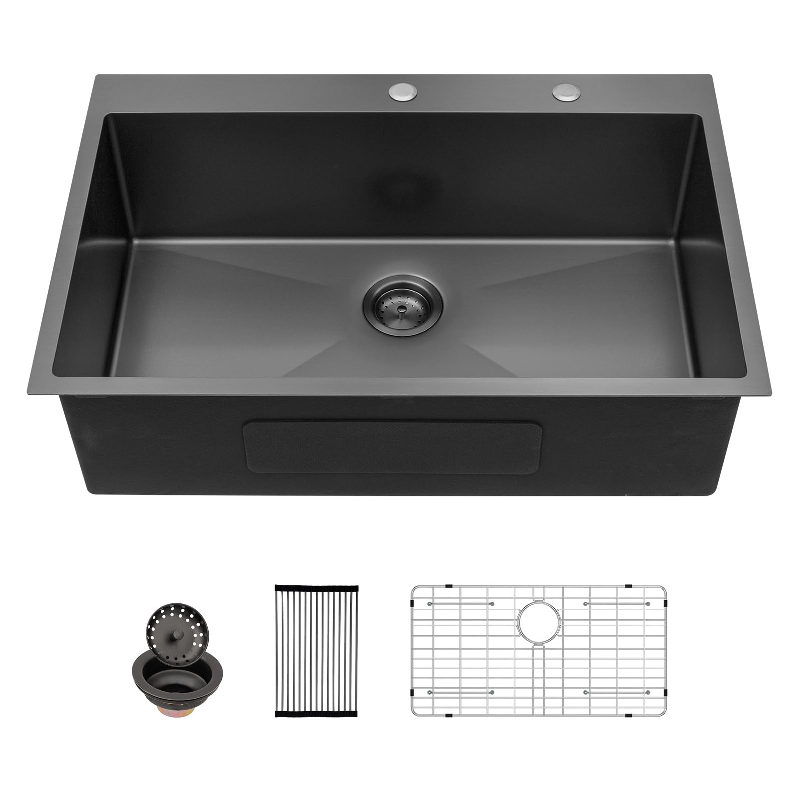 Sarlai Gunmetal Black Drop-in Single Bowl Stainless Steel Kitchen Sink Main image