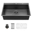 Sarlai Gunmetal Black Drop-in Single Bowl Stainless Steel Kitchen Sink
