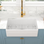 Sarlai 30'' x 18'' Ceramic White Apron Front Fireclay Farmhouse Sink