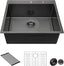 Sarlai 28'' Stainless Steel Topmount Gunmetal Black Single Bowl Kitchen Sink