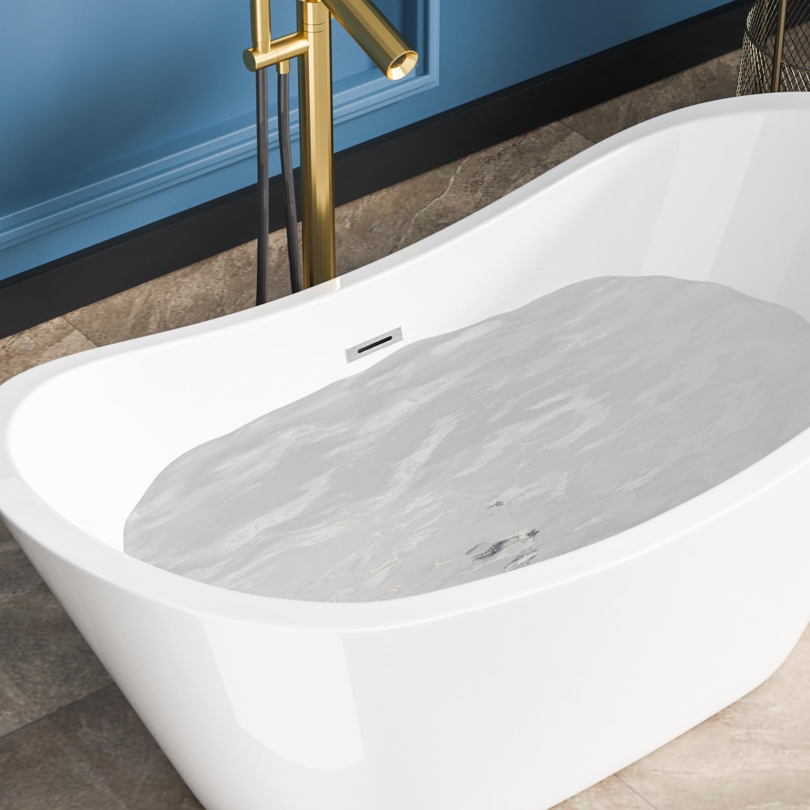 Sarlai Modern Dual-Back White Acrylic Freestanding Bathtub