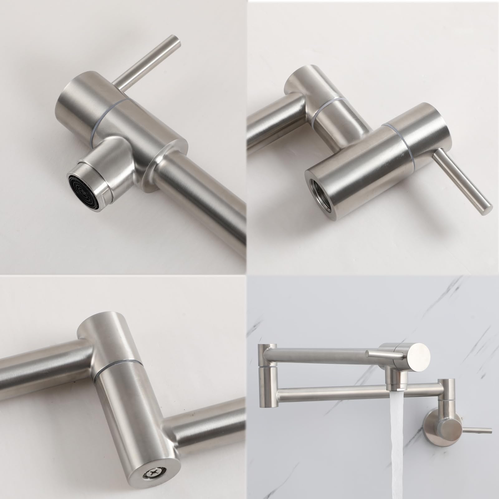 Sarlai Stainless Steel Two Handles Wall Mount Folding Stretchable Kitchen Faucet