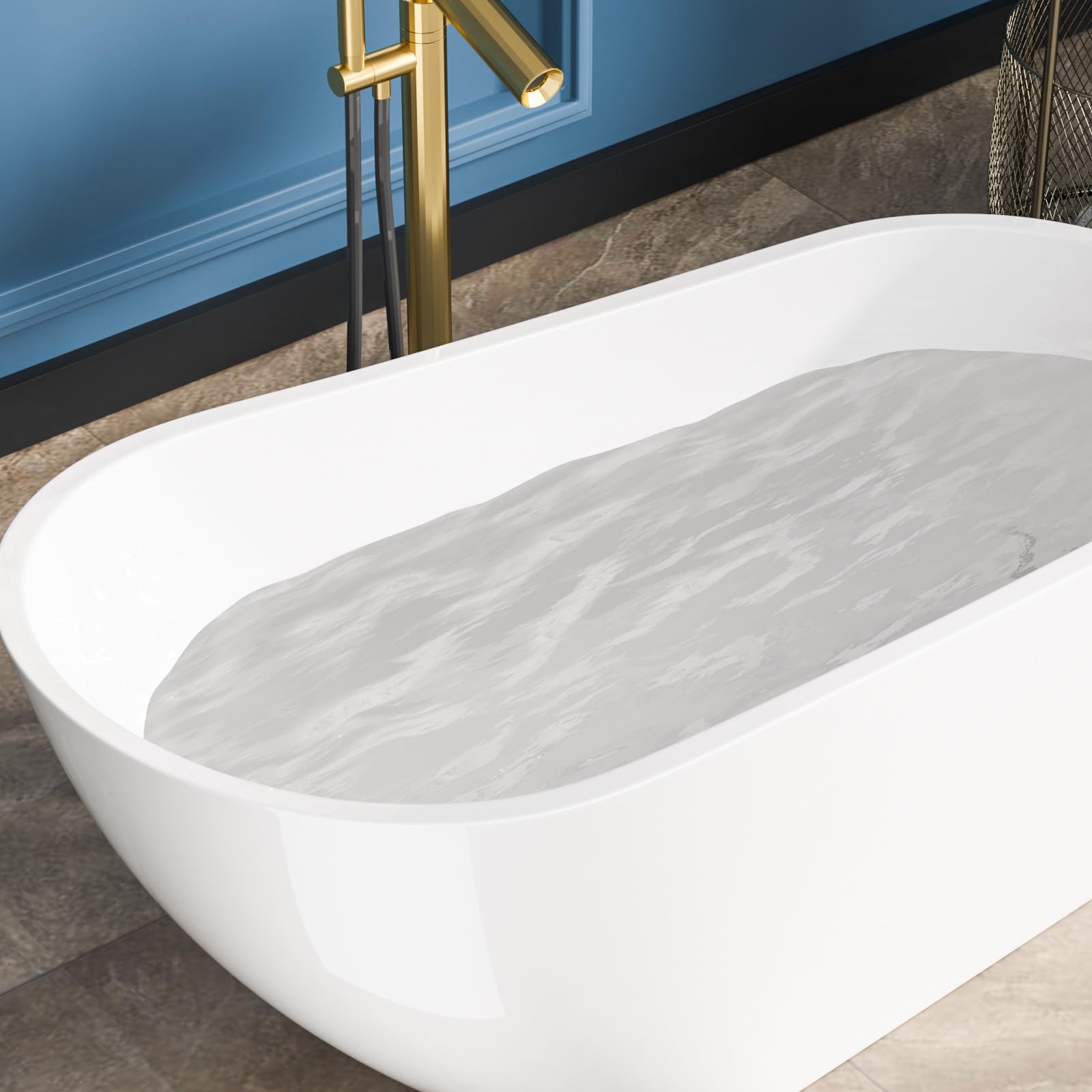 Sarlai Modern High-Back White Acrylic Freestanding Bathtub