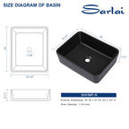 Sarlai 19''x15'' Above Counter Rectangular Black Porcelain Ceramic Bathroom Vessel Sink