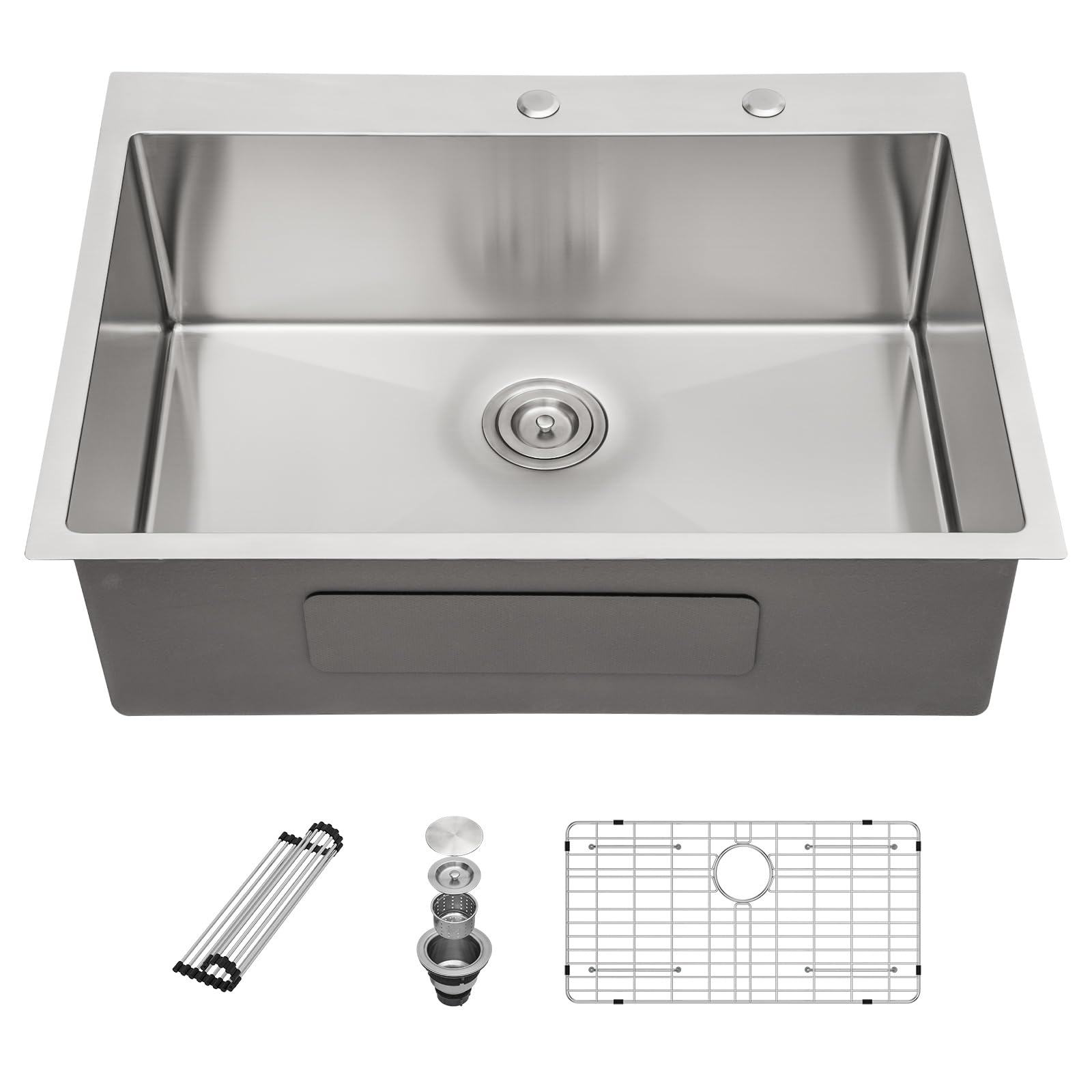 Sarlai 33'' Stainless Steel Drop-In Single Bowl Double Hole Kitchen Sink Main image