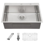 Sarlai 33'' Stainless Steel Drop-In Single Bowl Double Hole Kitchen Sink