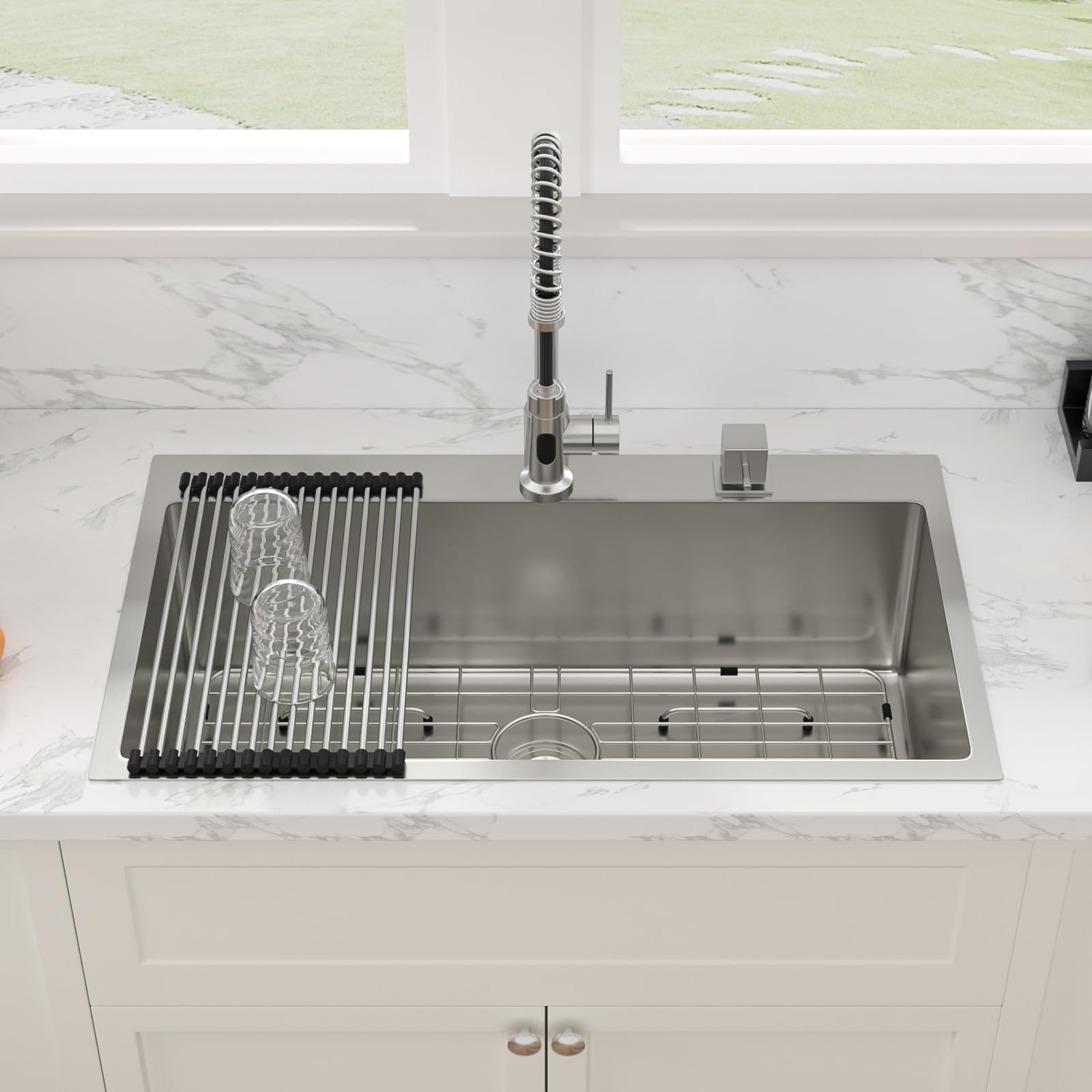 Sarlai 33in Drop In Single Bowl Stainless Steel Kitchen Sink