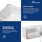 Sarlai 33''x20'' Workstation White Fireclay Farmhouse Sink, Apron Front Undermount Single Bowl Porcelain Kitchen Farmer Sink