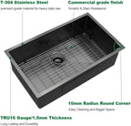 Sarlai 32'' x 19'' Gunmetal Black Stainless Steel Single Bowl Undermount Kitchen Sink