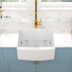 Sarlai 24'' White Apron Front Fireclay Farmhouse Sink, Single Bowl Ceramic Kitchen & Laundry Room Farm Basin