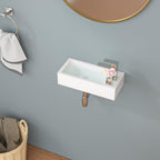 Sarlai 15''x7'' White Porcelain Ceramic Wall Mounted Bathroom Vessel Sink