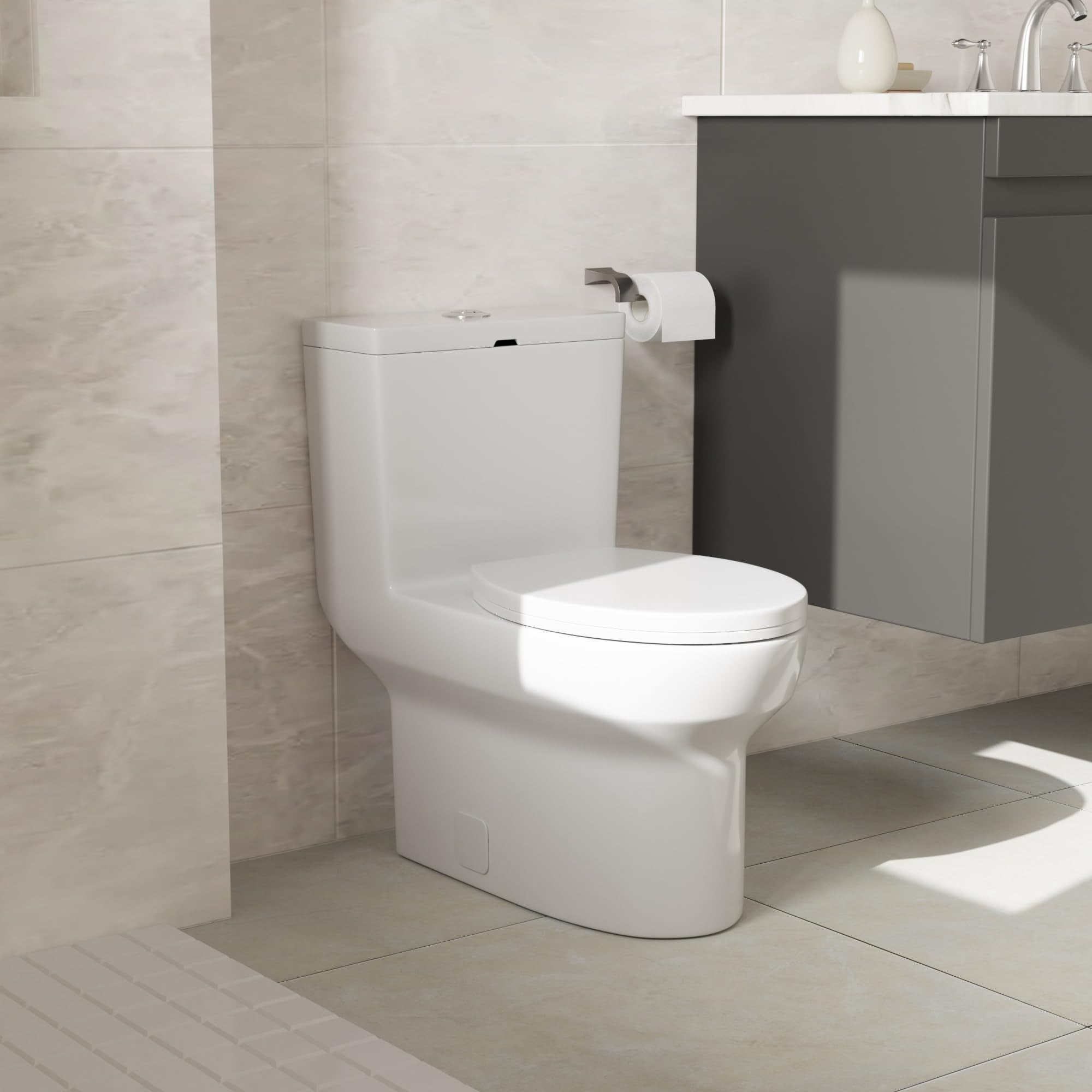 Sarlai White Elongated Modern One Piece Toilet - MTLD-0311
