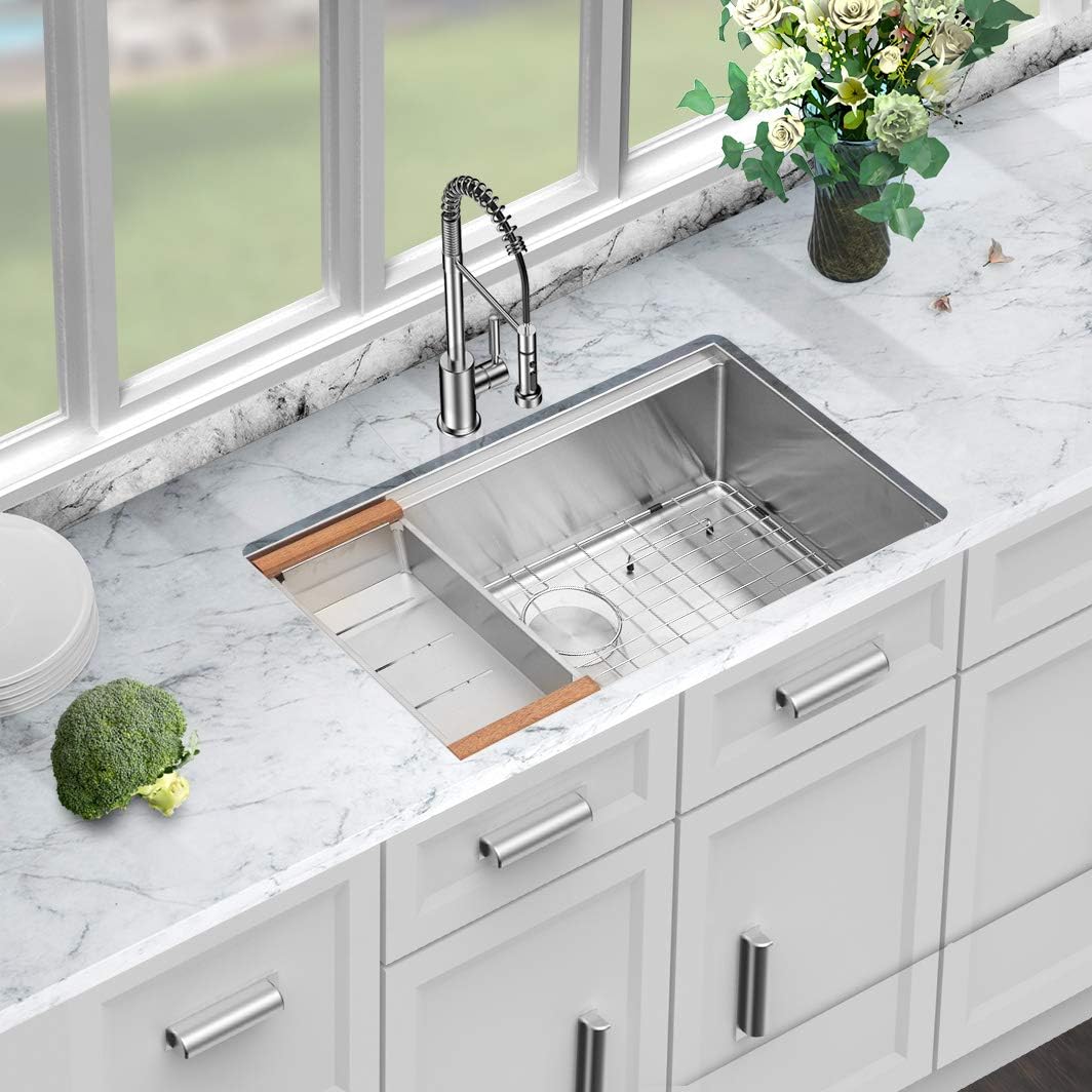 Sarlai 32'' Stainless Steel Single Bowl Undermount Workstation Kitchen Sink