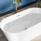 Sarlai Modern Oval White Acrylic Freestanding Bathtub with Black Drain