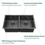Sarlai 33 Inch Black Undermount 50/50 Double bowl Stainless Steel Kitchen Sink with Accessories