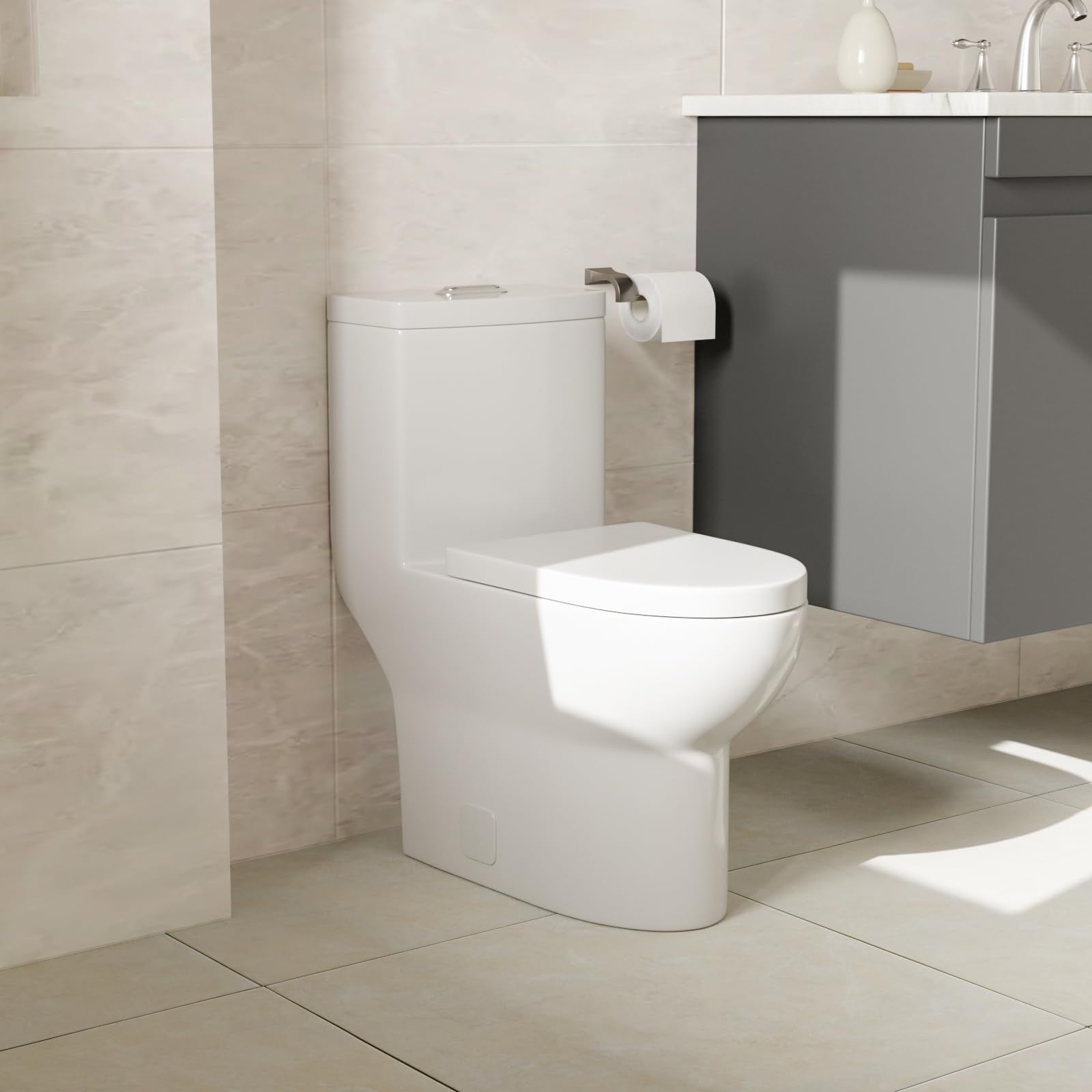 Sarlai White Elongated Modern One Piece Toilet - MTLD-153 Secondary image