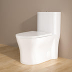 Sarlai One Piece Elongated ADA Height 17.3'' Comfort Chair Toilet, Dual Flush 1.1/1.6 GPF White Ceramic, 12'' Rough-In