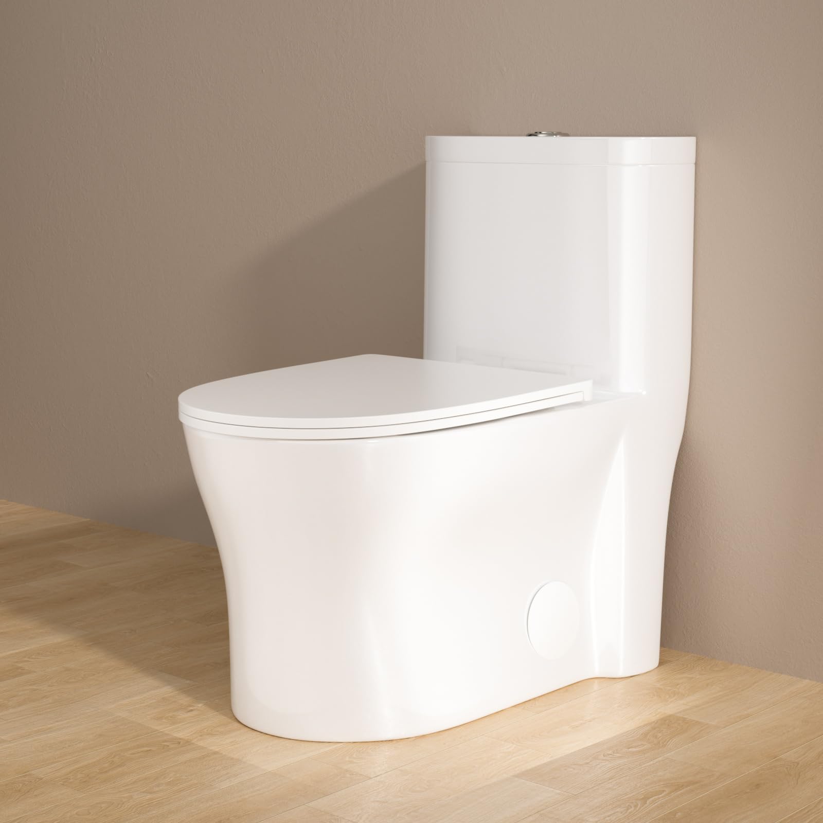 Sarlai One Piece Elongated ADA Height 17.3'' Comfort Chair Toilet, Dual Flush 1.1/1.6 GPF White Ceramic, 12'' Rough-In