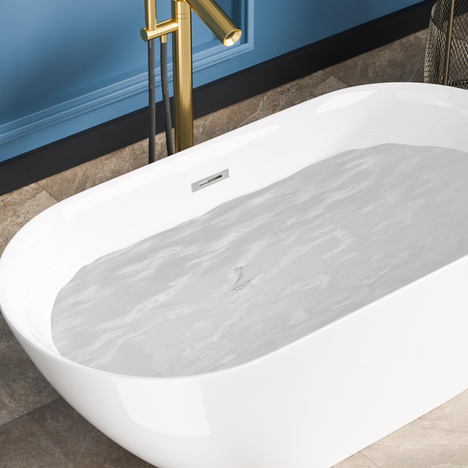 Sarlai Modern Slipper Shape White Acrylic Freestanding Bathtub