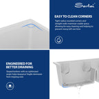 Sarlai 33''x19'' 50/50 Low Divide Double Bowl White Granite Composite Kitchen Sink, Undermount Ledge Workstation Quartz Classic Under Counter Basin