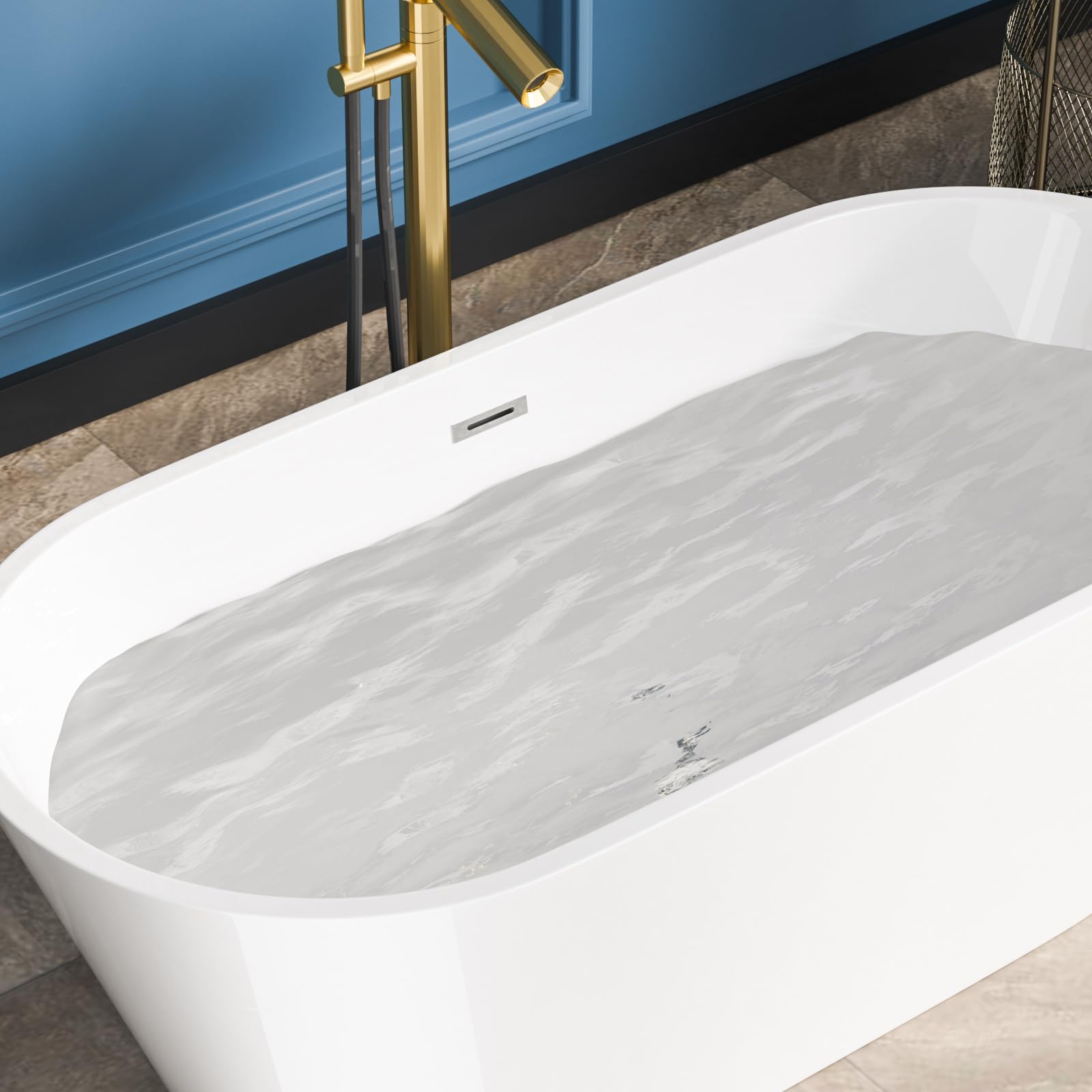 Sarlai Modern Oval White Acrylic Freestanding Bathtub