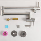 Sarlai Stainless Steel Two Handles Wall Mount Folding Stretchable Kitchen Faucet