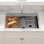 Sarlai 31'' Stainless Steel Topmount Single Bowl Waterfall Workstation Kitchen Sink