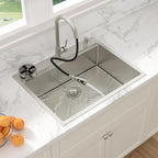 Sarlai 28''x22'' Drop-In Workstation Stainless Steel Kitchen Sink, 16 Gauge Topmount Single Bowl with Cup Rinser, Soap Dispenser & Faucet