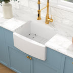 Sarlai 24'' White Apron Front Fireclay Farmhouse Sink, Single Bowl Ceramic Kitchen & Laundry Room Farm Basin