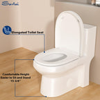 Sarlai Compact One Piece Elongated Toilet for Small Bathroom, Comfort Chair Height Dual Flush 1.1/1.6 GPF White Ceramic, 12'' Rough-In
