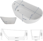 Sarlai Modern High-Back White Acrylic Freestanding Bathtub
