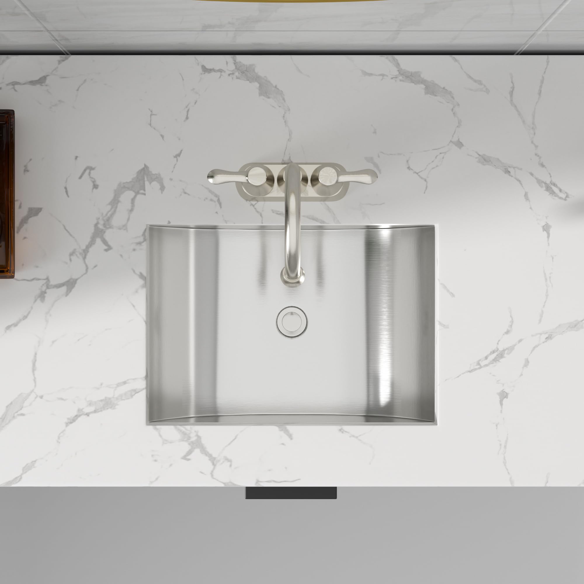 Sarlai 18'' Stainless Steel Undermount Rectangle Bathroom Sink with Drain