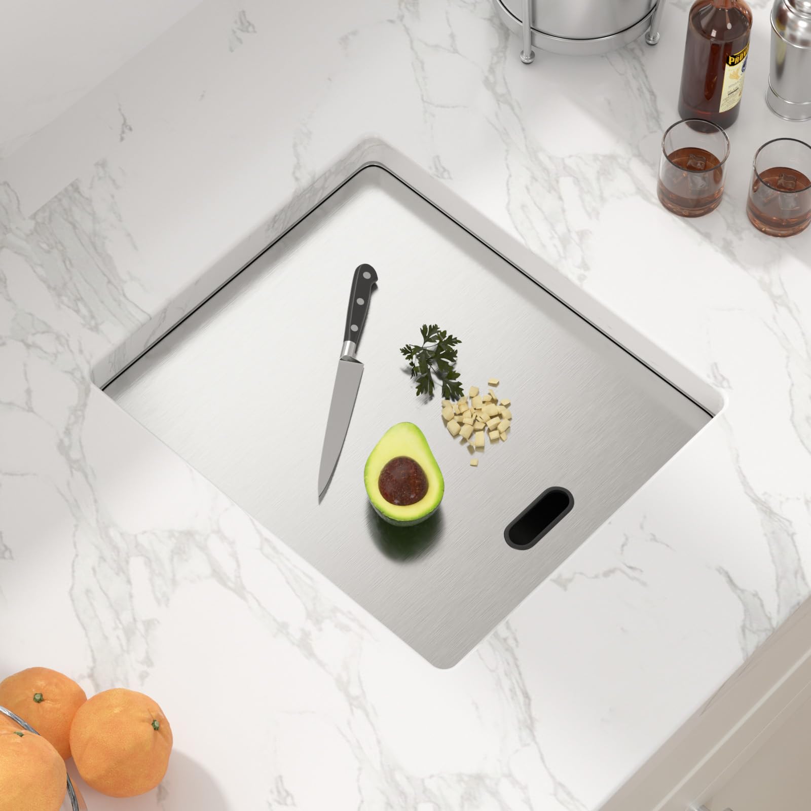 Sarlai 15'' x 17'' Stainless Steel Single Bowl Undermount Workstation Bar Sink