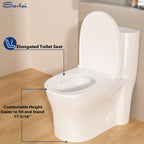 Sarlai One Piece Elongated ADA Height 17.3'' Comfort Chair Toilet, Dual Flush 1.1/1.6 GPF White Ceramic, 12'' Rough-In
