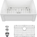 Sarlai 3'' Porcelain Apron-Front Single Bowl Fireclay Farmhouse Sink