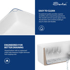 Sarlai 30'' Arch Curved Apron Front White Fireclay Farmhouse Sink, Single Bowl Porcelain Farm Kitchen Basin