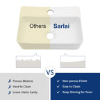 Sarlai 14in White Porcelain Ceramic Wall Mounted Floating Bathroom Sink