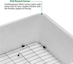 Sarlai 33'' White Apron Front Single Bowl Ceramic Porcelain Fireclay Farmhouse Kitchen Sink