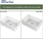 Sarlai 30'' x 20'' Ceramic Porcelain Single Bowl Apron-Front Fireclay Farmhouse Sink