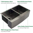 Sarlai Black Farmhouse Sink 33 Inch Double Bowl - 33x21 inch Kitchen Sink Gunmetal Black Double Basin 50/50 Apron Front 16 Gauge Stainless Steel Farm Sinks Basin