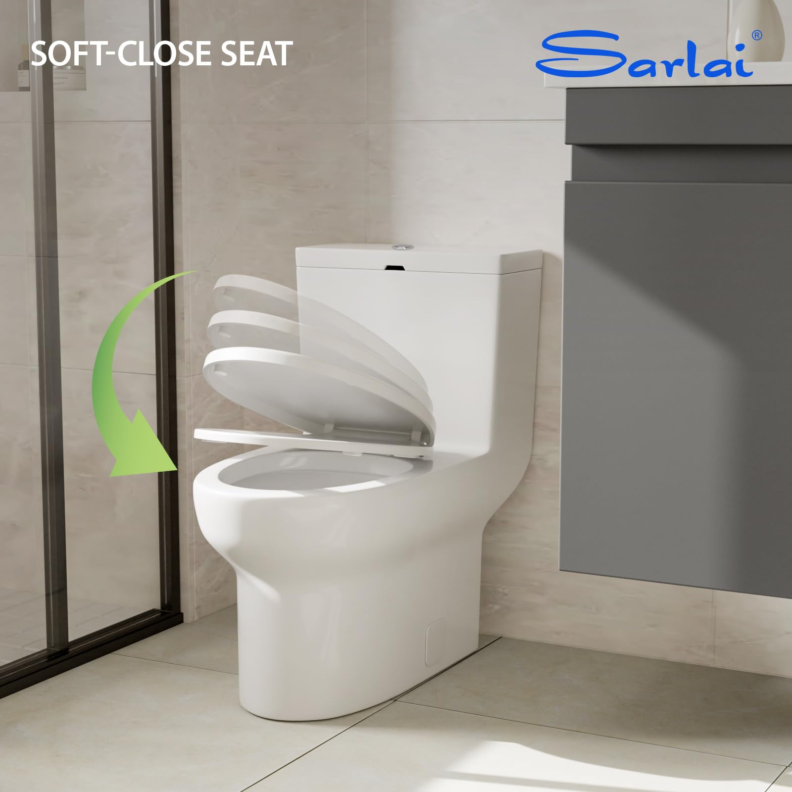 Sarlai White Elongated Modern One Piece Toilet - MTLD-0311