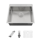 Sarlai 25'' x 22'' Stainless Steel Drop-In Double Hole Single Bowl Kitchen Sink
