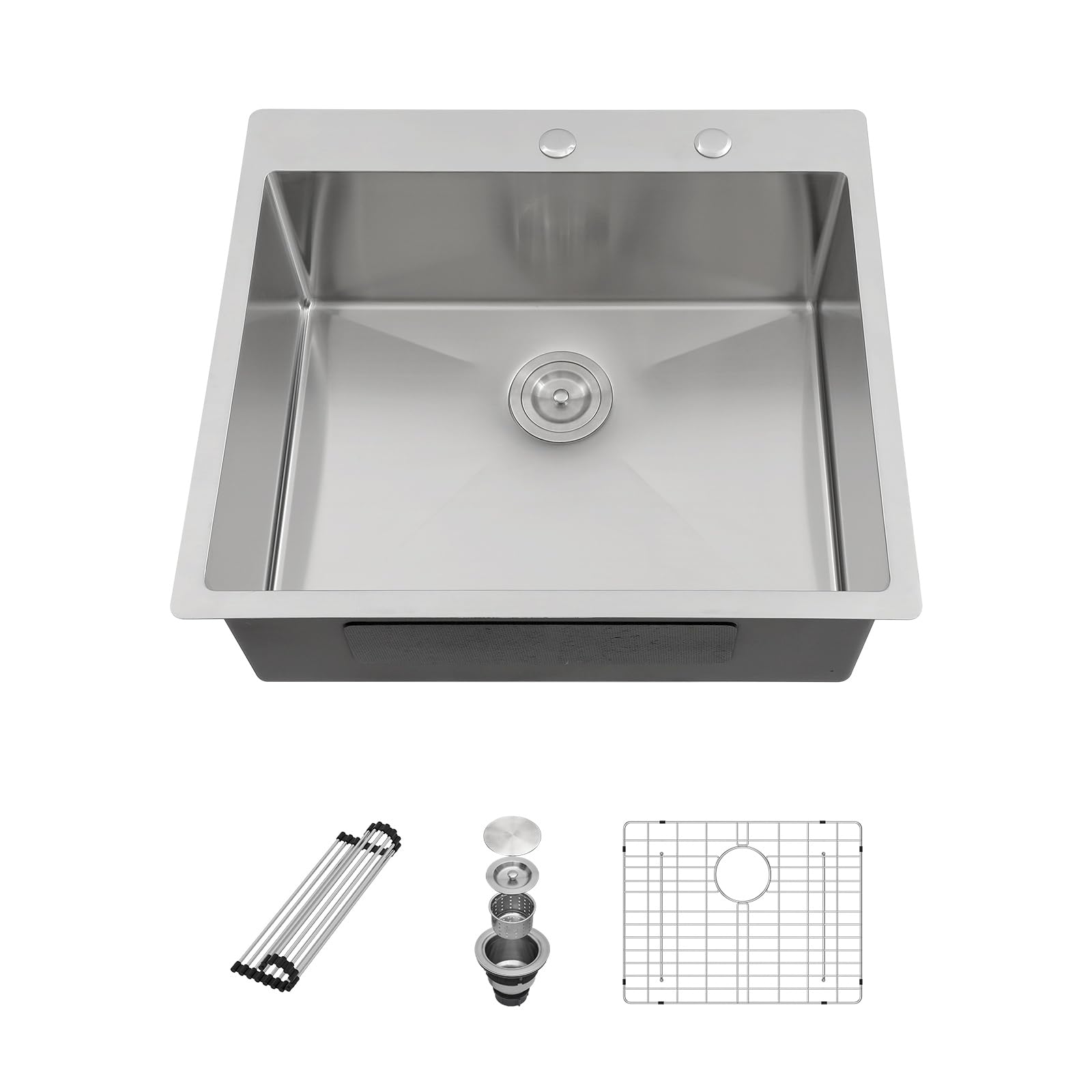 Sarlai 25'' x 22'' Stainless Steel Drop-In Double Hole Single Bowl Kitchen Sink